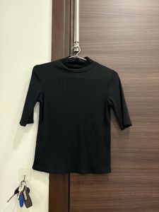 Shein Black Ribbed Top S