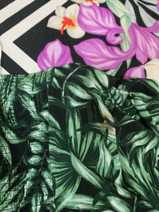 Kazo Tropical Print Tie-Front Blouse