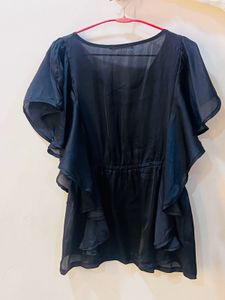 Elegant Black Flutter Sleeve Top