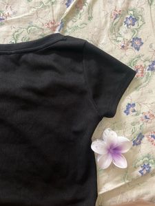 Black Ribbed Crop Top