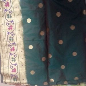 Green Polka Dot Banarasi Saree