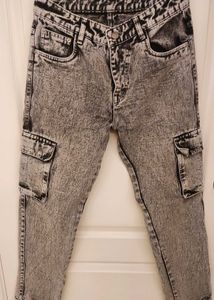 Acid Wash Cargo Jeans