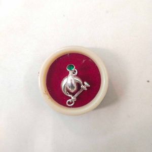 Pure Silver Green Dimond Bali Stud Earrings