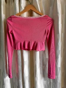 Lulu&amp;Sky Scoop Neck Lace Crop Top