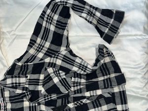 Black &amp; White Plaid Flannel Shirt