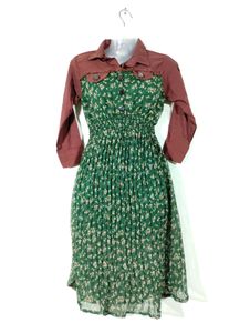Green Floral Printed Collar Neck Dress