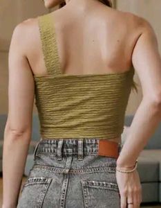 Olive One-Shoulder Crop Top