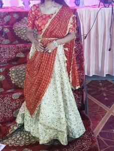 Red & Cream Lehenga