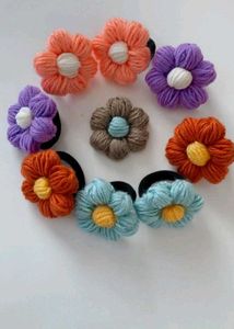 Colorful Flower Hair Ties (Set of 2 random )