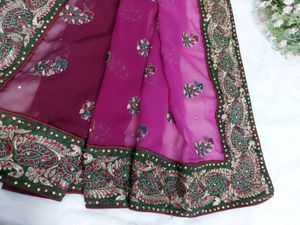 Magenta Gradient Georgette Saree