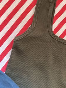 OLIVE GREEN RIBBED TANK TOP