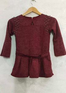 Maroon Top with Studded Shoulders
