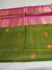 Green colour soft silk saree