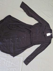Chic Black Midi Shirt Dress
