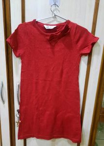 H&M Red Knit Dress with Bow Detail