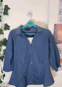 Blue Peplum Top 🩵