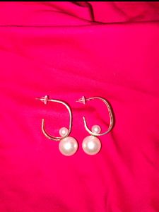 Pearl Drop Hoop Earrings