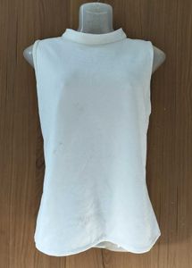 White Mock Neck Sleeveless Top