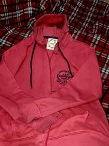 Coral Zip-Up Hoodie