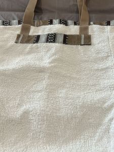 White Cotton Tote Bag With Design