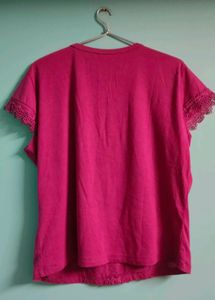 Elegant Pink Lace Trim Top