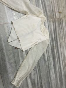 Sheer Sleeve Crop Top