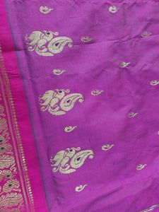 Magenta Silk Saree with Gold Details