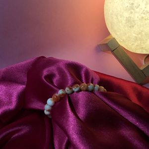 Real Crystal Coral and White Beaded Bracelet