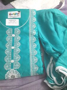 Jaam Cotton Suit With Reyon Bottom And Shiffon Dup