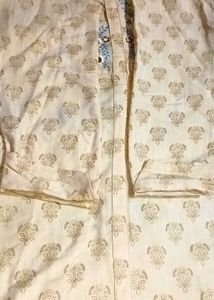 Flower Thread Design Kurti Im Light Yellow Colour
