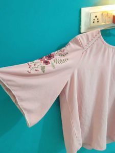 Peach Embroidered Top