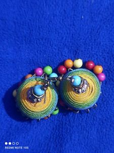 Colourful Jhumka With Multicolour Beads