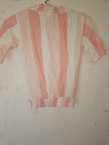 Striped Ruffle Neck Top