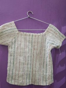 Striped Square Neck Crop Top