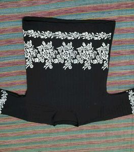 Black Tshirt With White Floral Work