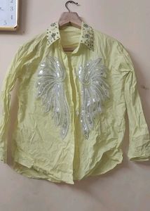 Embellished Light Yellow Shirt