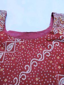 Red Printed Kurti And Pant Set