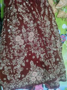 Maroon Velvet Bridal Lehenga