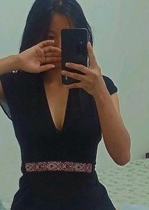 Elegant Black Dress with Belt