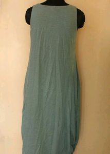 Blue Handmade Cotton Linen Tank Dress