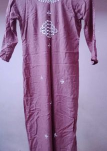 Mauve Embroidered Kurti With Pant