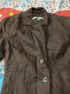 Brown Linen Blend Blazer