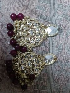 Statement Earrings with Pearls & Burgundy Beads