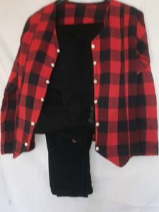 Red And Black Striped Overcoat