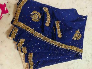 Beautiful 😍 Blue Colour Saree With Blouse 🔥