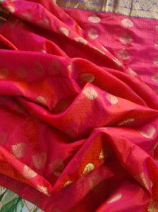 Peach Pink &amp; Purple Silk Saree