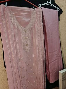 Pink Unstitched Dress Material