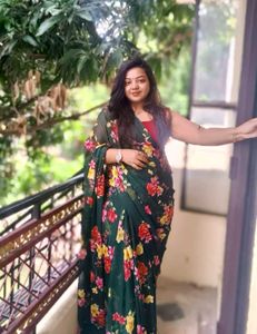 Beautiful floral design chiffon saree