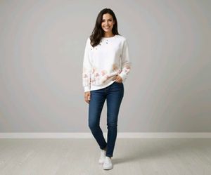 White Floral Sweatshirt