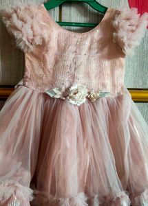 Classy Pink Frock With Beautiful Net Design